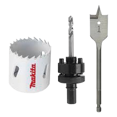 Juego para instalación de cerraduras con broca sierra  bi-metal y juego de brocas tipo manita (bim 2-1/8”, adaptador con broca piloto | SIERRA STORE