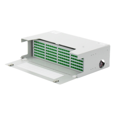 Distribuidor de Fibra Óptica / 144 Empalmes / 144 Acopladores SC/APC / 144 Pigtails SC/APC / 19" / 3 UR / 12.8" Profundidad | SIERRA STORE