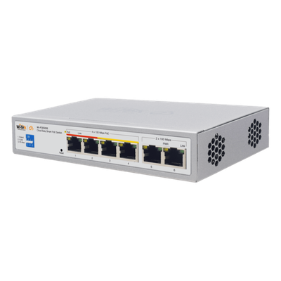 Switch PoE / 4 Puertos 10/100 Mbps PoE af/at / 2 Puertos Uplink 10/100 Mbps / Presupuesto 60 W / Alcance PoE 250 m (820.2 ft) / ONVIF | SIERRA STORE
