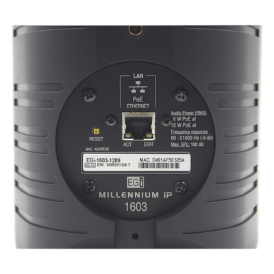 Bocina HiFi | PoE Ethernet IP | Altavoz de 2 vías | Potencia 12W | Protección IP66 | Color Negro | SIERRA STORE