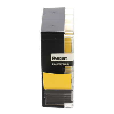 PANDUIT T100X000VXM-BK - Casete de Etiquetas / Vinilo Continuo / 24 mm (0.94 in) Ancho / 7 m (23 ft) Largo / Negro sobre Amarillo / | SIERRA STORE