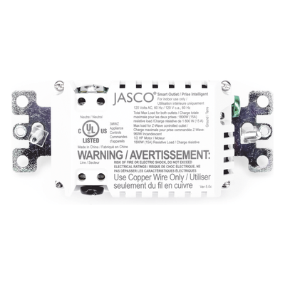 Tomacorriente Inteligente Z-Wave / 120 VCA 60 Hz / Carga 1800W Resistiva / Alcance 20.5 m (67.3 ft) / Empotrable Interior | SIERRA STORE