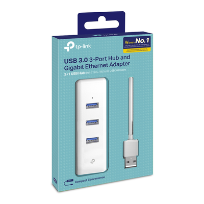 Adaptador de red / USB 3.0 a RJ45 / 3 puertos USB 3.0 / Gigabit Ethernet / 96x23x31 mm | SIERRA STORE