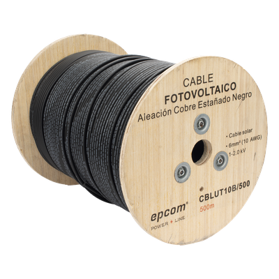 Cable Fotovoltaico / 6 mm² (10 AWG) / 2000V / Rango Térmico -40°C a 120°C / Rollo 500 m / UL 4703 y TUV | SIERRA STORE