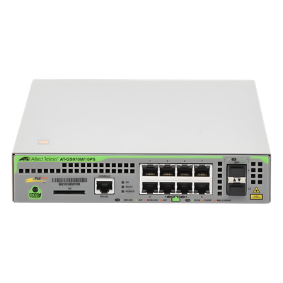 Switch PoE+ Administrable / 8 Puertos Gigabit / 2 SFP Uplink / 124 W PoE / Capa 3 | SIERRA STORE