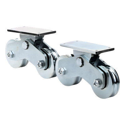 Rueda Doble para Puerta Corrediza / 12 cm / Carga 1200 kg / Canal U Semiredondo / Acero Galvanizado | SIERRA STORE