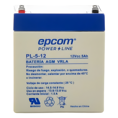 Batería 12 Vcc / 5 Ah / UL / Tecnología AGM-VRLA / Para uso en equipo electrónico Alarmas de intrusión / Incendio/ Control de acceso / | SIERRA STORE
