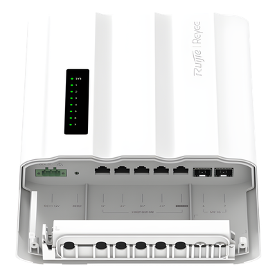 Switch Outdoor Capa 2 / 9 Puertos / 7 RJ45 Gigabit + 2 SFP / PoE++ 60W / IP65 / -30°C a +65°C / 14 Gbps | SIERRA STORE