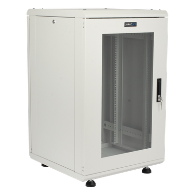 Gabinete Rackeable / 18U / 19 in / Puerta Cristal / Carga 750 Kg / 600x605x930 mm (23.6x23.8x36.6 in) / 3.05 ft Alto | SIERRA STORE