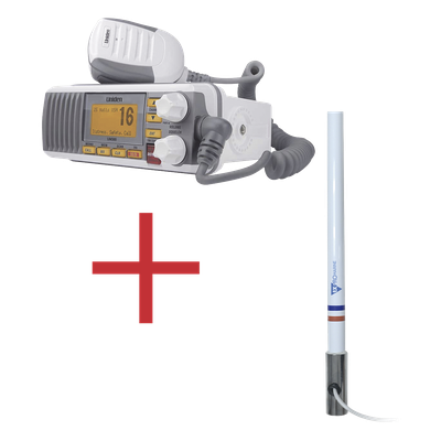 Kit de radio marina VHF / 156-163 MHz / Antena 2.4 m (7.9 ft) / 25 W / IPX4 / GPS integrado | SIERRA STORE