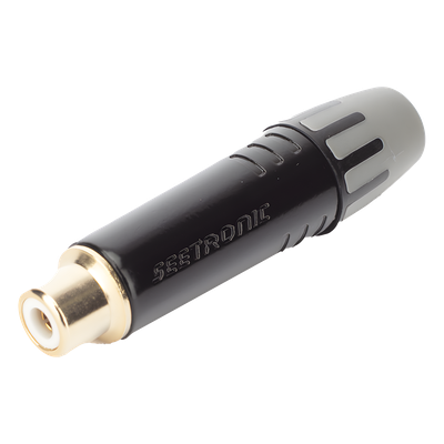 Conector RCA Hembra / Contacto Chapado en Oro / Carcasa Metálica Negra / Cable OD 3.5-6.5 mm / 2000 Ciclos | SIERRA STORE