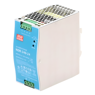 Fuente de Poder Industrial / Riel DIN / 240W / 24Vcc / 10A / Entrada 90-264Vca / Eficiencia 88.5% / Sin Ventilador | SIERRA STORE