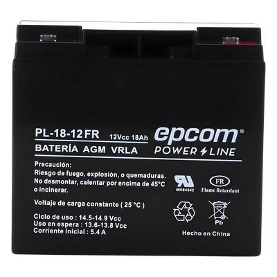 Batería 12 Vcc / 18 Ah / UL / AGM-VRLA / Retardante a la flama / Para uso en equipo electrónico,Alarmas de intrusión / Incendio/ | SIERRA STORE