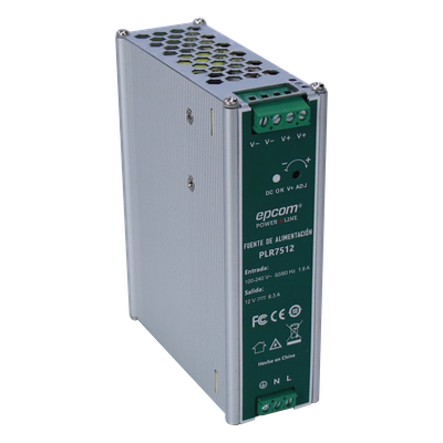 Fuente de alimentación / Entrada 100-240 Vac / Salida 12 Vcc 6.3 A / 75 W / Montaje en riel DIN / 4.53 x 1.55 x 5.08 pulgadas | SIERRA STORE