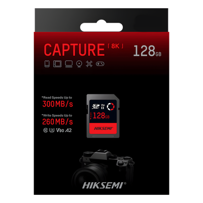 HIKSEMI by HIKVISION HS-SD-E90/128G - Tarjeta SD Profesional / 128 GB / 300 MB/s Lectura / 260 MB/s Escritura / U3 V90 / 4K-8K / TLC | SIERRA STORE