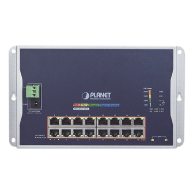Switch Industrial Administrable Capa 2 de Pared / 16 Puertos PoE 802.3at Gigabit / 2 Puertos SFP / IP40 / -10 a 60 °C / 240W | SIERRA STORE