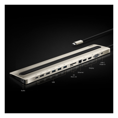 Docking Station USB-C / 13 Dispositivos Simultáneos / Dual Video 4K/60 Hz / USB 3.2 Gen 1 / Ethernet Gigabit / Power Pass-Through 85 W | SIERRA STORE