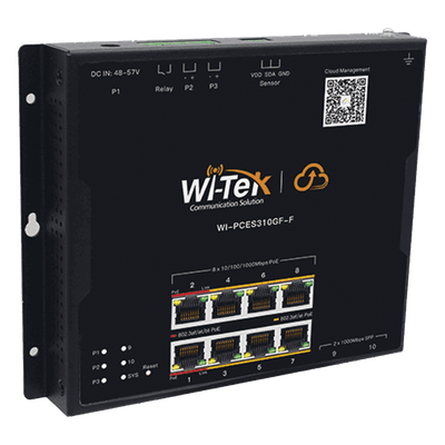 Switch PoE Industrial L2 / 8 Puertos Gigabit PoE / 2 SFP / PoE++ 90W / Presupuesto PoE 145 W / Administración Cloud / Sin Ventiladores | SIERRA STORE