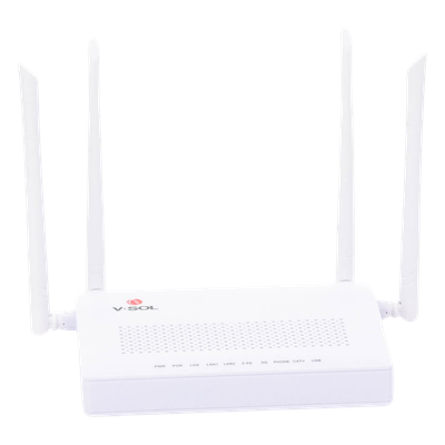 ONU Dual GPON/EPON / Wi-Fi AC Doble Banda / 4 Antenas 5 dBi / 2x LAN Gigabit / 1x FXS / 1x CATV / 12V 1A / 0 a 55°C | SIERRA STORE
