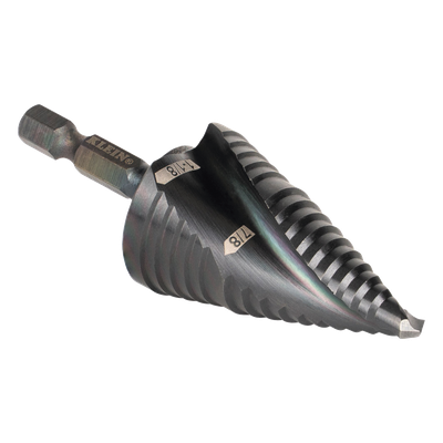 Broca Escalonada 12 en 1 / Revestimiento TiAlN / Perforación 2-3 cm / Doble Acanaladura Espiral / Vástago Hexagonal 1/4'' / Liberación | SIERRA STORE