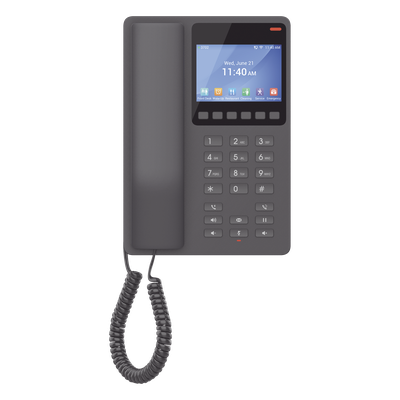 Teléfono IP Hotelero / Wi-Fi 6 Dual Band / 2 Líneas SIP / Pantalla LCD Color / 3 Vías Conferencia / USB-C Carga Rápida | SIERRA STORE