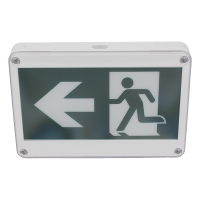 Letrero de Señalización de Emergencia / Exterior / Doble Voltaje 120/220 VCA / Batería de Respaldo 120 min / Montaje Universal / | SIERRA STORE