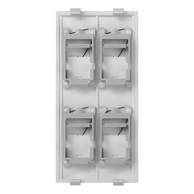 Placa Plana de Voz y Datos con Guardapolvo / 4 Puertos Keystone / Color Blanco / 108 x 52 mm / 5 mm Profundidad / Compatible Cajas | SIERRA STORE
