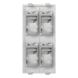 Placa Plana de Voz y Datos con Guardapolvo / 4 Puertos Keystone / Color Blanco / 108 x 52 mm / 5 mm Profundidad / Compatible Cajas | SIERRA STORE