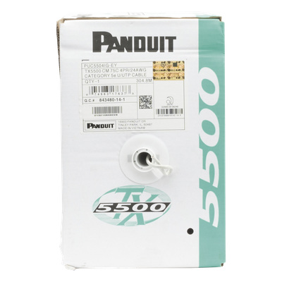 PANDUIT PUC5504IG-EY - Bobina de Cable UTP 305 m. de Cobre, PanNet, Gris, Categoría 5e (24 AWG), PVC (CM), de 4 pares | SIERRA STORE