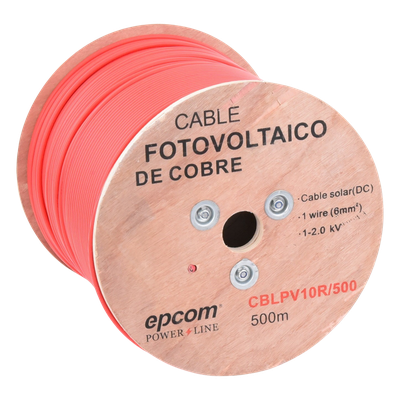 Cable Fotovoltaico / Conductor Cobre 6 mm² (10 AWG) / 2000 Vcc / Rango -40°C a 120°C / Resistencia UV y Ozono / Carrete 500 m (1640.4 | SIERRA STORE