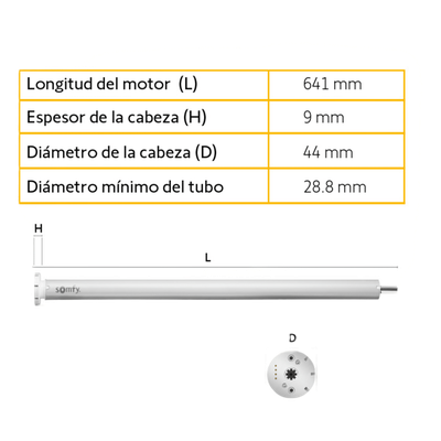 Motor para Persianas / Inalámbrico RTS / Batería Recargable de Litio / Silencioso / Control por App y Asistentes de Voz / Máx 2.3 x 3 | SIERRA STORE