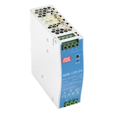 Fuente de Poder para Riel DIN / 120W / Salida 24Vcc 5A / Entrada Universal 90-264Vca / Eficiencia 88% | SIERRA STORE