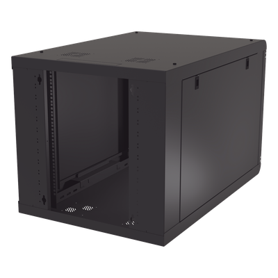Gabinete de Pared 12U / Profundidad Ajustable 930 mm / Acero Reforzado ANSI/TIA / Carga 100 kg / Cristal Templado / 4 Postes Ajustables | SIERRA STORE