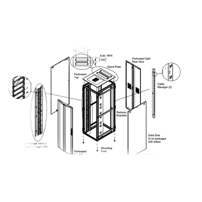 Gabinete Rack / 42 UR / 2000x800x1200 mm / 2500 lb / Acero / Puertas Perforadas / Gestión de Cables | SIERRA STORE