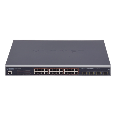 Switch Administrable L2+ de 24 puertos 10/100/1000T PoE+ con 4 puertos combo TP/SFP Gigabit | SIERRA STORE