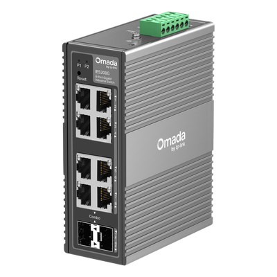 Switch Industrial Easy Managed / 8 Puertos Gigabit / 2× Combo RJ45/SFP / 16 Gbps / -40°C a 75°C (-40°F a 167°F) / Protección 6kV / | SIERRA STORE