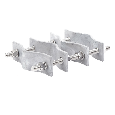 Juego de Abrazaderas Dobles / Mástiles 3.8 a 8.9 cm (1.5 a 3.5 in) / Separación 12 cm (4.75 in) / Acero Galvanizado / Torres Cuadradas | SIERRA STORE