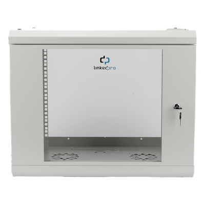Gabinete de Pared 9U / Rack 19" / Cristal Templado / Profundidad 479.5 mm / Carga 80 kg / Acero Reforzado | SIERRA STORE