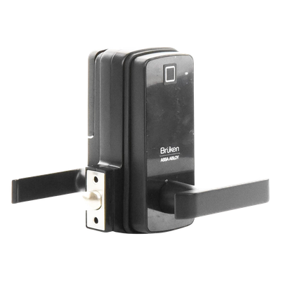 Cerrojo Electrónico con Manija / Lector de Huella y Tarjeta / Teclado Digital / 99 Usuarios / Puerta Vidrio 12 mm / 6 V (4 Baterías AA) | SIERRA STORE