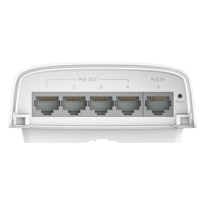Switch PoE para Exterior / 5 Puertos Gigabit / PoE++ 90W IN / 4x PoE+ 64W OUT / IP55 / 10 Gbps / Gestión Omada | SIERRA STORE
