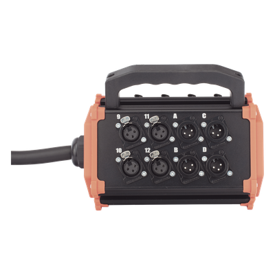 Stagebox Multipin / 12 Hembras + 4 Machos XLR / Cable 30 m (98.4 ft) / Contactos Plata / 20 A 250 V CA / Carcasa Cromada Perlada | SIERRA STORE