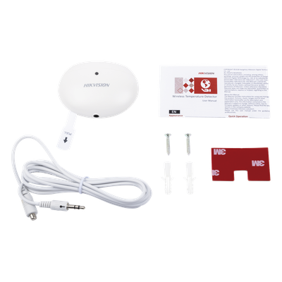 HIKVISION DS-PD1-TP-W - Detector de Temperatura Inalámbrico / Alcance 300 m (984.3 ft) / Cifrado AES-128 / Batería CR2450 3V / -10°C a | SIERRA STORE