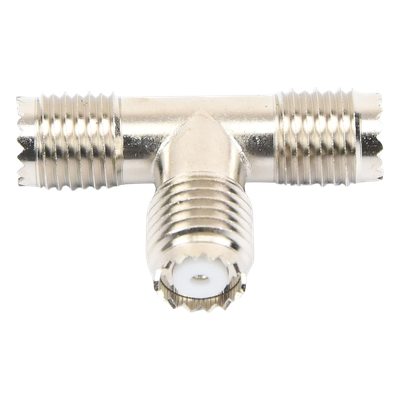 Adaptador RF en T / Triple Mini-UHF Hembra / Cuerpo Níquel / Contactos Plata / Dieléctrico Teflón | SIERRA STORE