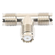 Adaptador RF en T / Triple Mini-UHF Hembra / Cuerpo Níquel / Contactos Plata / Dieléctrico Teflón | SIERRA STORE