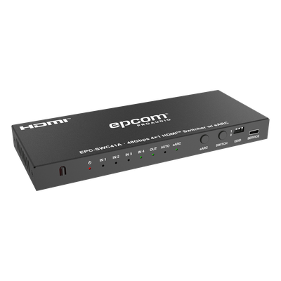 Switch HDMI 4x1 / 8K@60Hz 4:2:0 / 48 Gbps / ARC/eARC / Extracción de Audio Óptico y Analógico / Control CEC / Gestión EDID / USB-C | SIERRA STORE