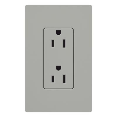 Contacto Dúplex de Pared / 15 A / 125 V / Placa Frontal Gris / Instalación Sin Tornillos Visibles / Compatible Multi-Gang | SIERRA STORE