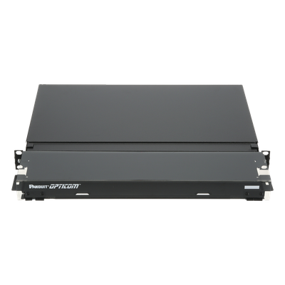 PANDUIT FMD1 - Panel de Distribución de Fibra Óptica, Acepta 4 Placas FAP o FMP, Bandeja Deslizable, Hasta 48 Fibras, Color Negro, 1UR | SIERRA STORE
