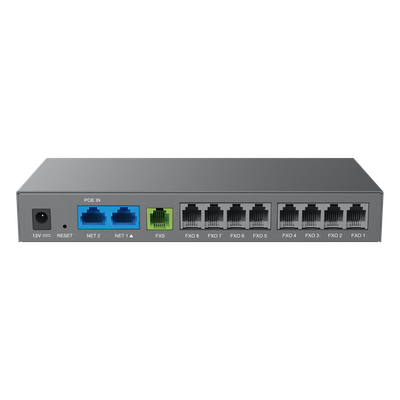 Gateway Analógico / 8 Puertos FXO / 1 Puerto FXS / 3 Perfiles SIP / PoE 802.3af / NAT de Alto Rendimiento / T.38 / Cifrado AES | SIERRA STORE