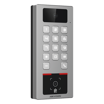 HIKVISION DS-K1T502DBWX-CQR - Terminal de Control de Acceso / Lector QR Exterior / Videoportero 2 MP / IP65 & IK09 / 100,000 Tarjetas | SIERRA STORE
