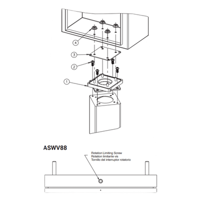 Base Giratoria para Pedestal HMI / Rotación 350° / 4 x 4 in / Carga 45.4 kg (100 lb) / Perfil 27 mm / Apertura Central para Cableado | SIERRA STORE